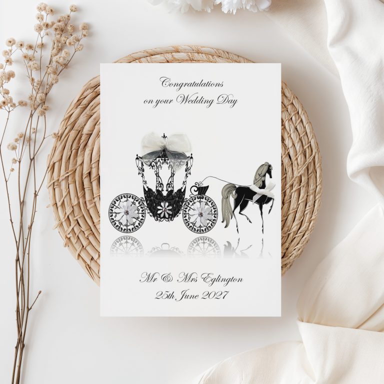 Personalised Handmade Horse and Carriage Wedding Card