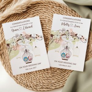 Wedding Bird Cage with Hearts Card