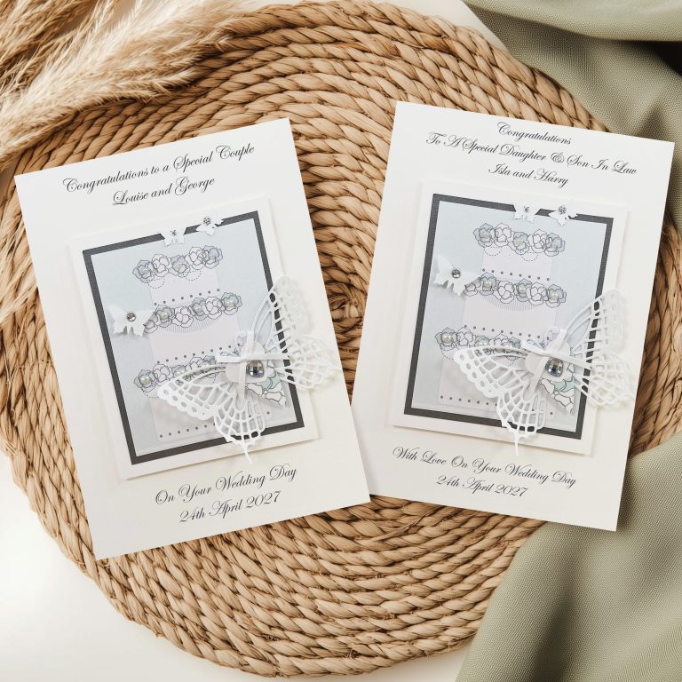 Luxury Handmade Wedding Card ‘Butterfly Cake’