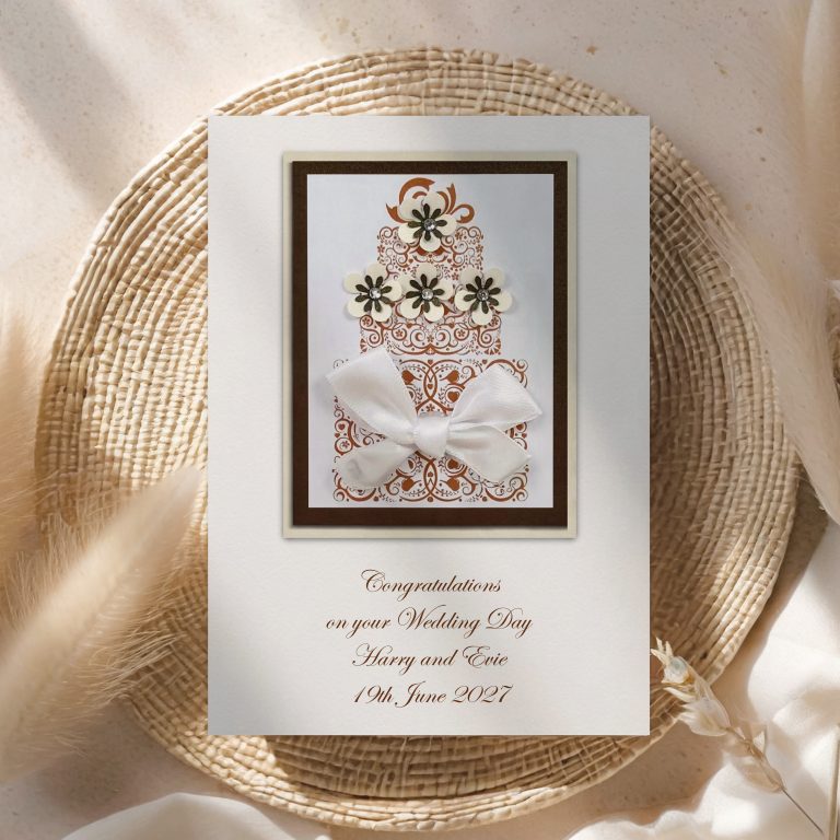 Luxury Handmade Wedding Card ‘Cake’
