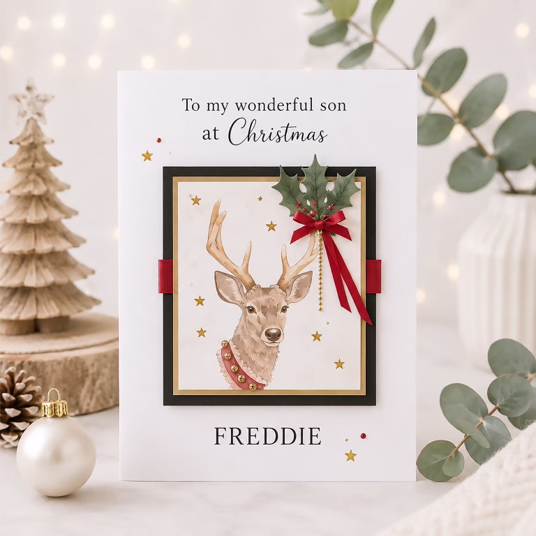 Personalised Luxury Reindeer Christmas Card