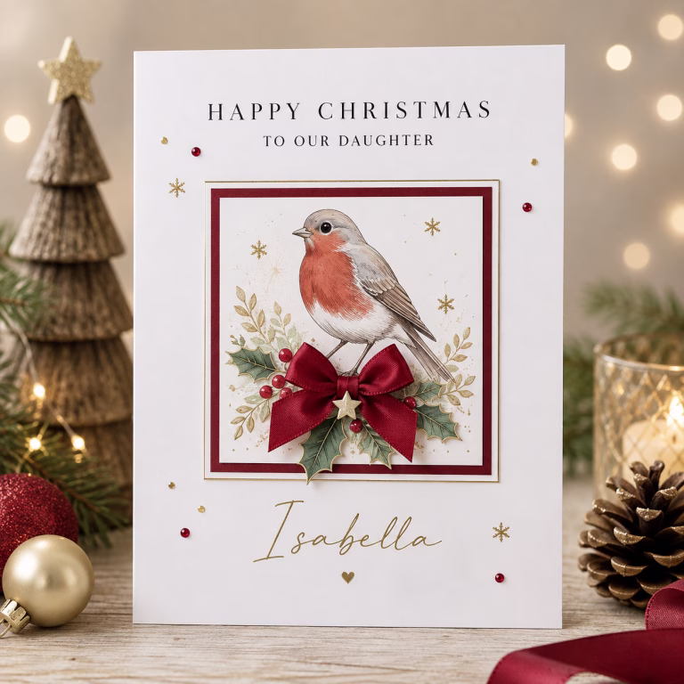 Handmade Christmas Card Festive Bird