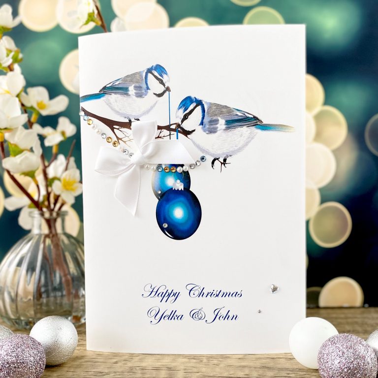 Handmade Christmas Card ‘Blue Tits’