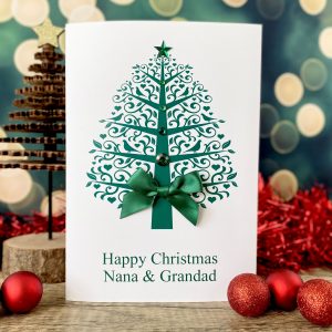 Handmade Christmas Card Seasonal Green Christmas Tree A5 large card