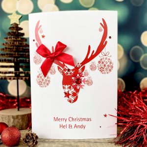 Handmade Christmas Card Seasonal Red Reindeer A5 Large Card.jpg
