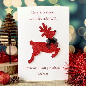 Handmade Christmas Card Sparkling Red Reindeer A5 Large Card.jpg