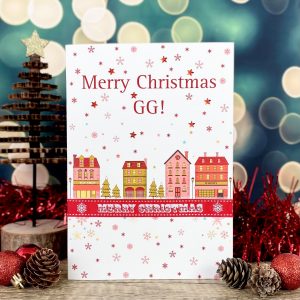 Personalised Handmade Christmas Card Christmas Street A5 large card
