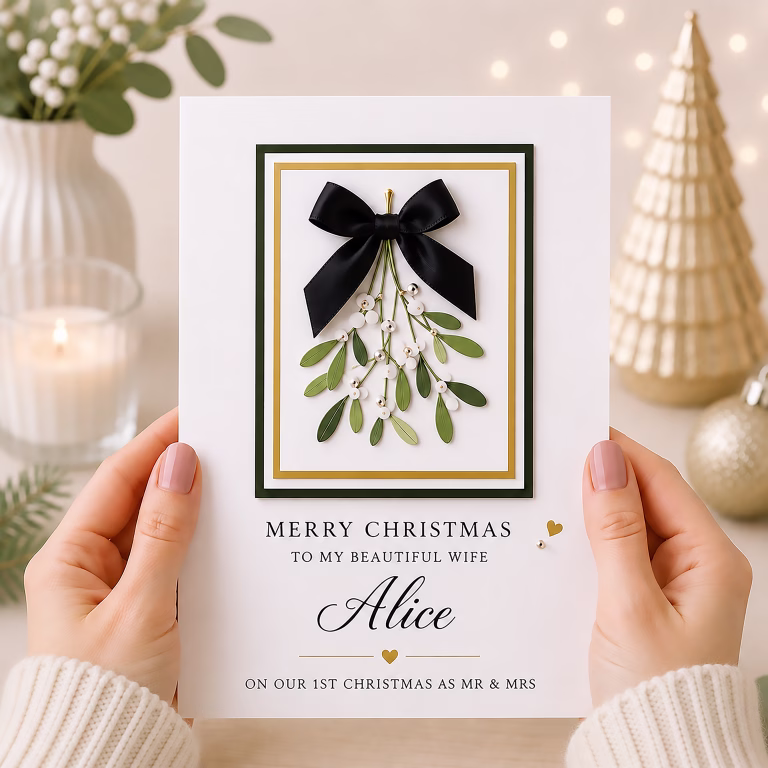 Luxury Handmade Christmas Card ‘Mistletoe’