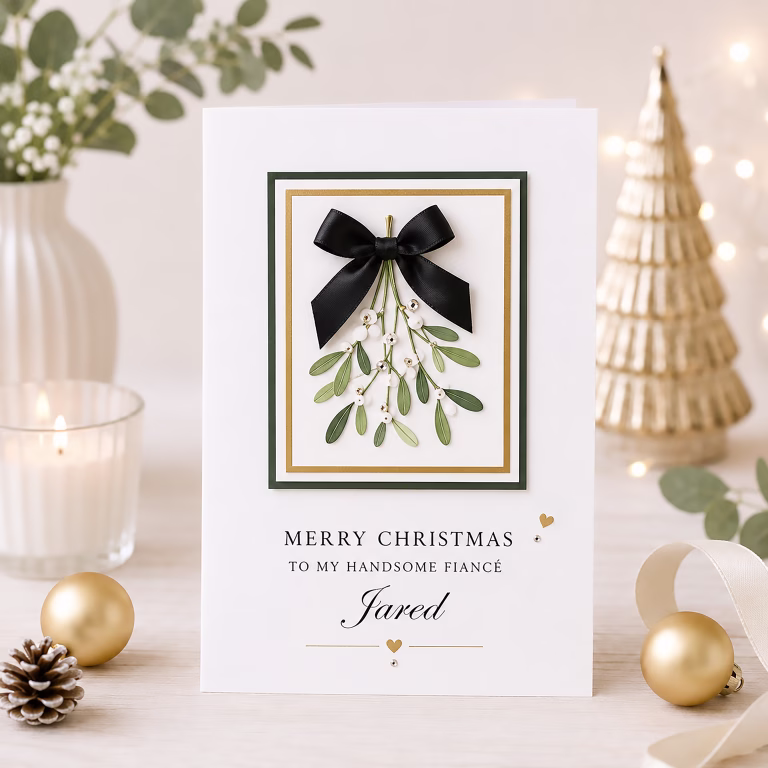 Luxury Handmade Christmas Card ‘Mistletoe’