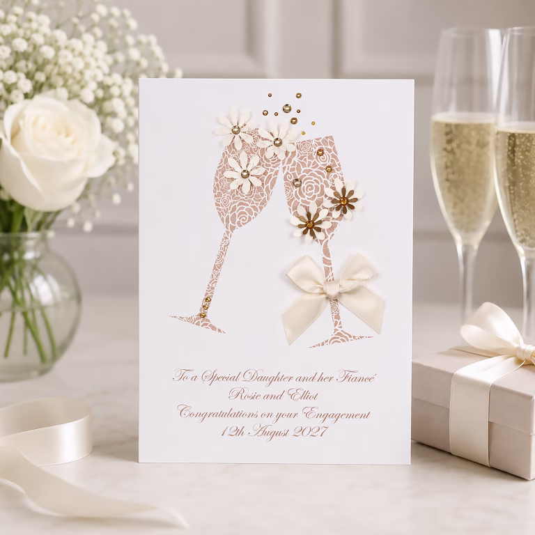 Handmade Personalised Engagement Card ‘Champagne’