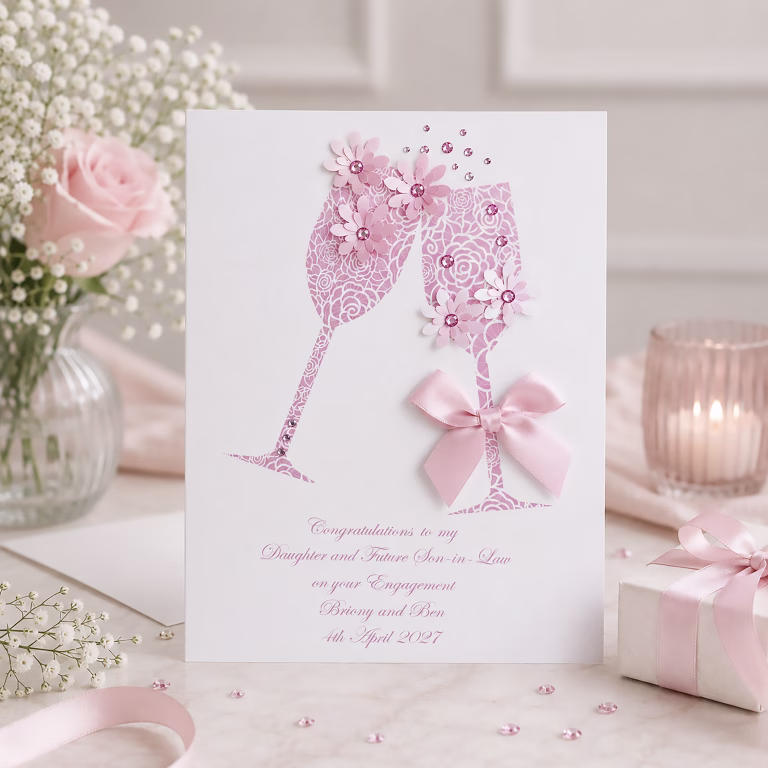 Handmade Personalised Engagement Card ‘Champagne’