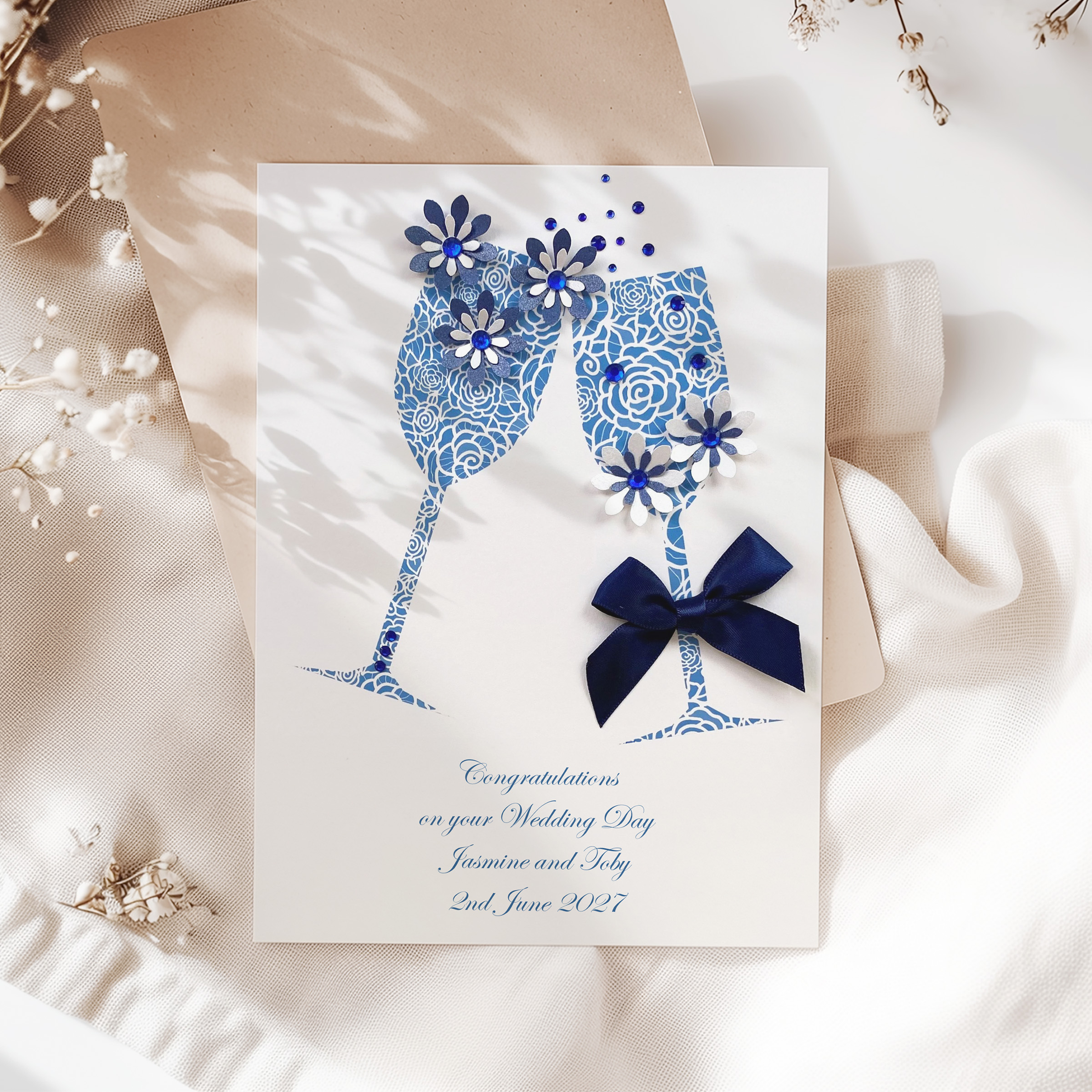 Handmade Personalised Wedding Toast Card