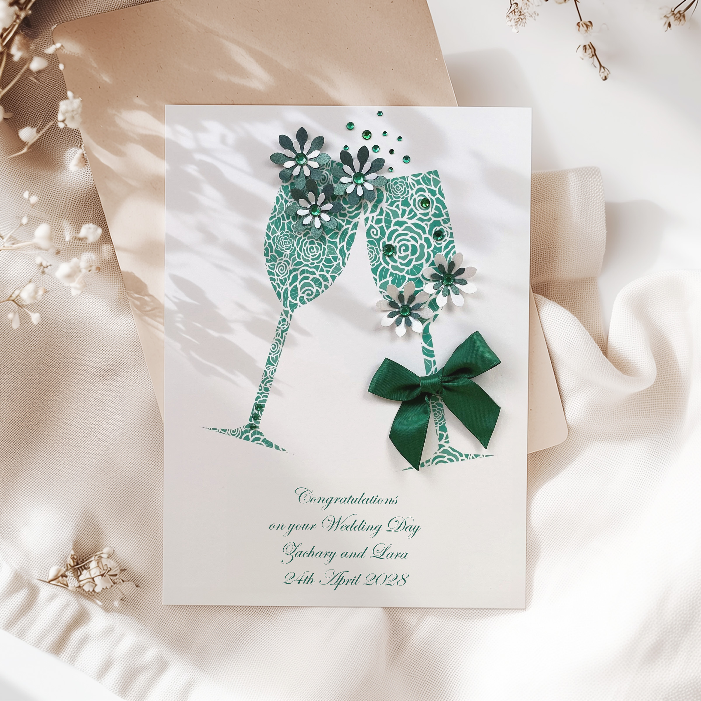 Handmade Personalised Wedding Toast Card