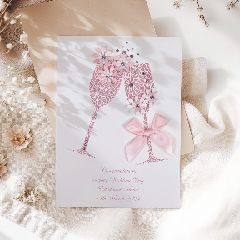 Personalised Handmade Wedding Card “Champagne Toast”