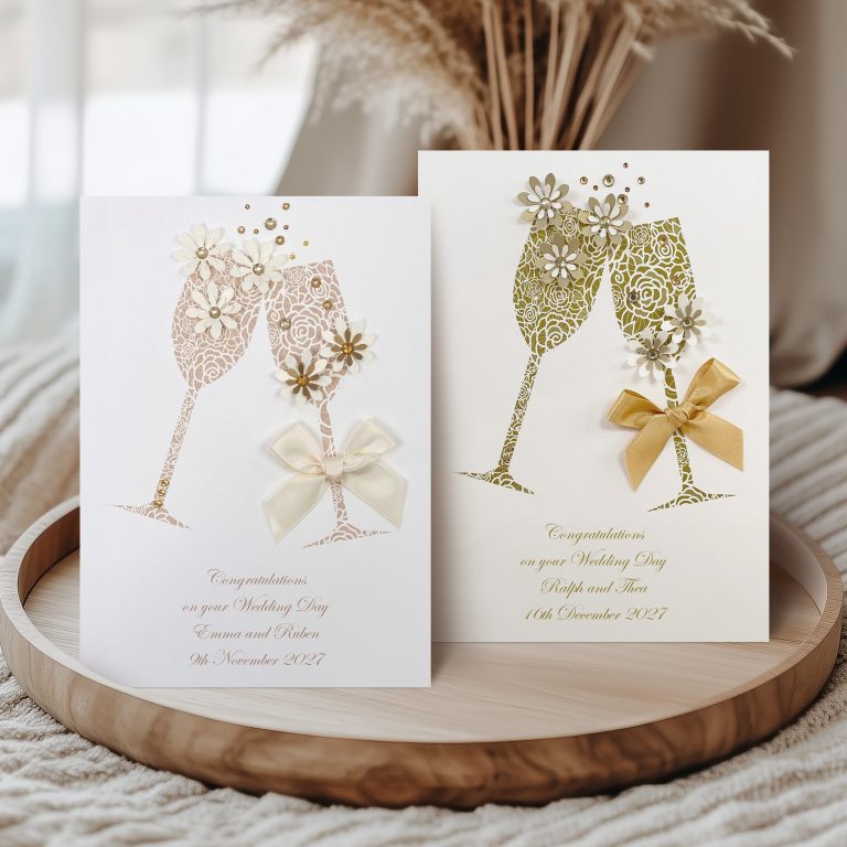 Personalised Handmade Wedding Card “Champagne Toast”
