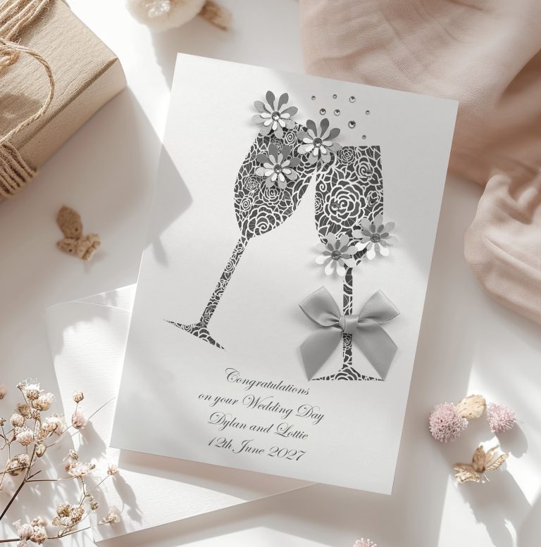 Personalised Handmade Wedding Card “Champagne Toast”
