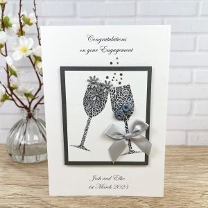 Luxury Handmade Engagement Card Silver Toast A5 Card