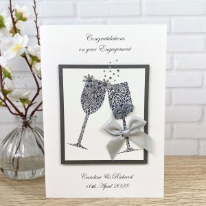 Luxury Handmade Engagement Cards Champagne Glasses A5 Large Card