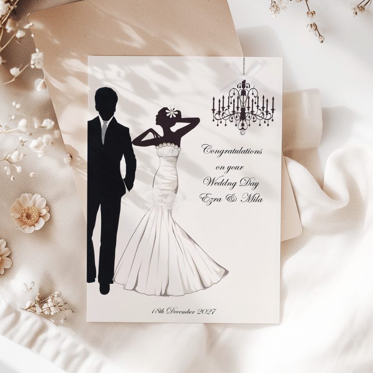 Handmade Personalised Wedding Card “Glamour”