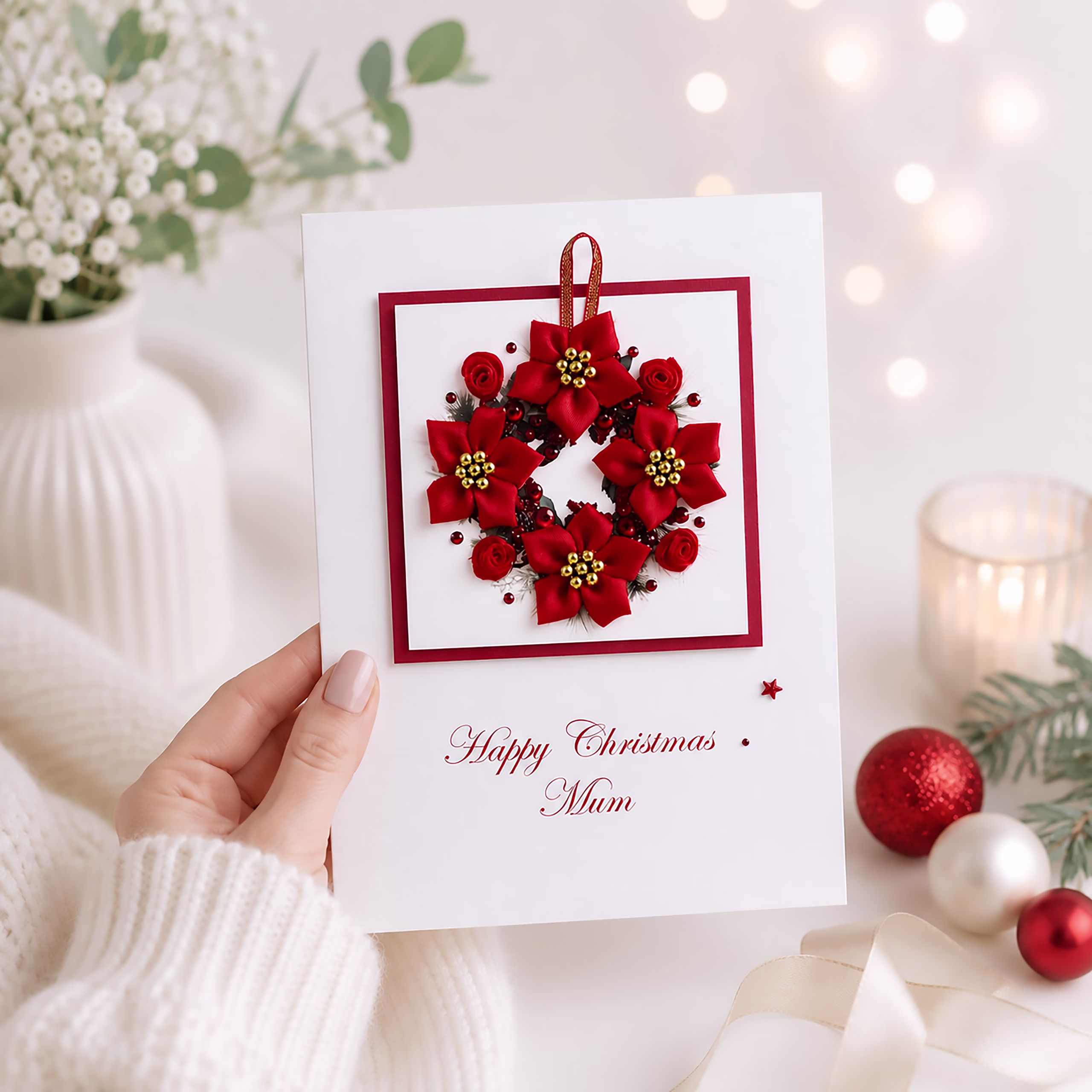 Handmade Christmas Poinsettia Card