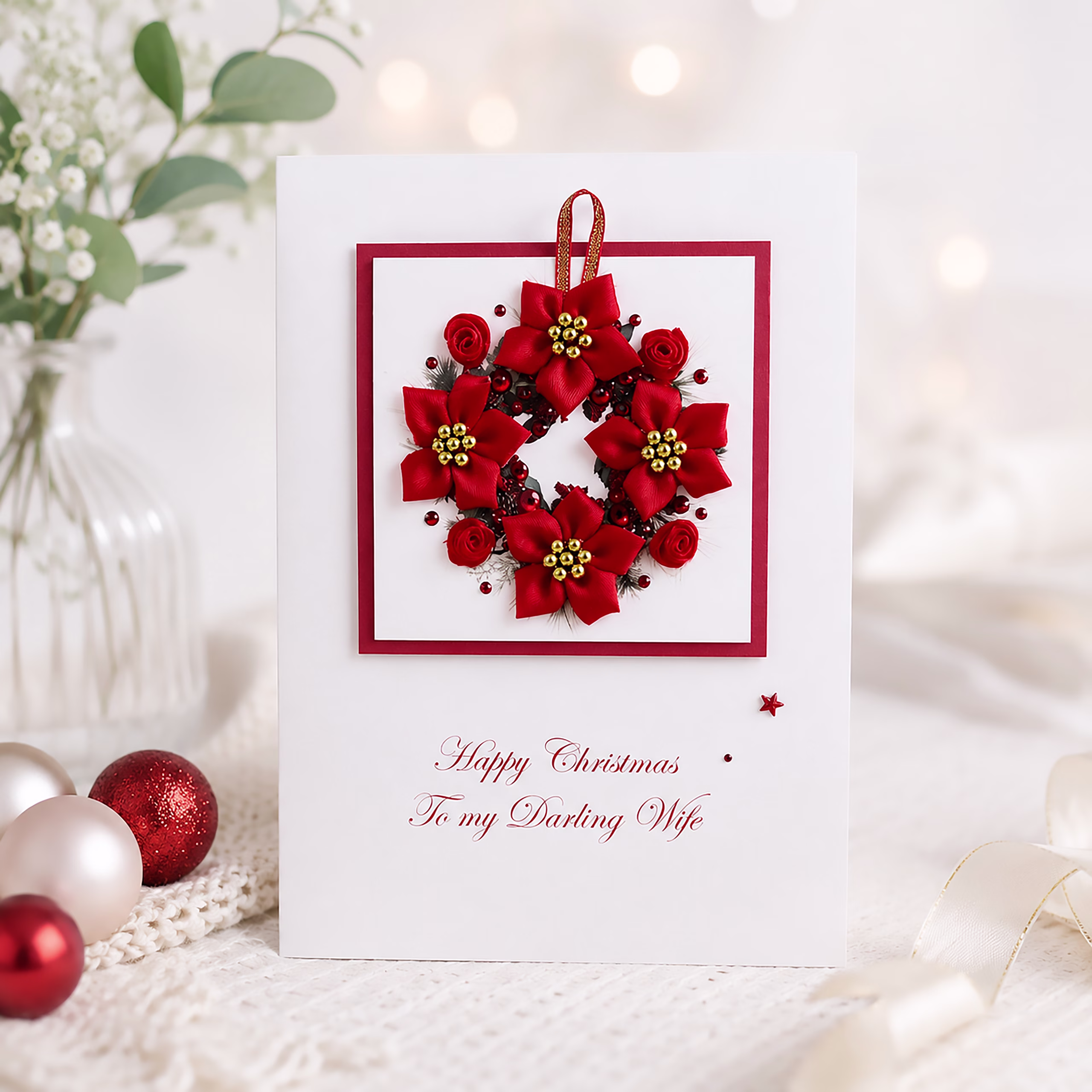 Handmade Christmas Poinsettia Card