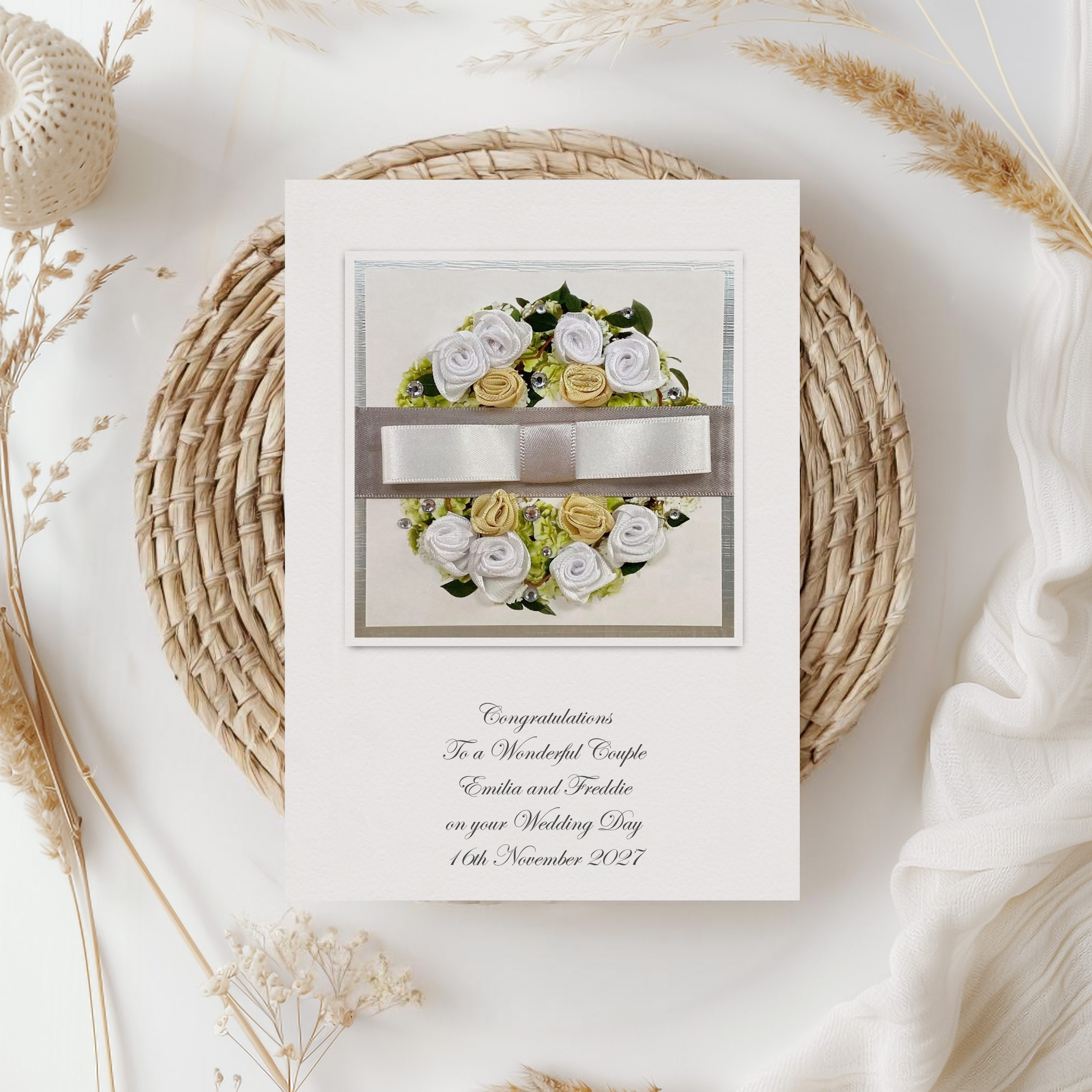 Luxury Rose Wreath Wedding Card
