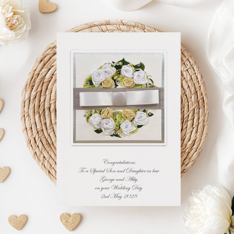 Handmade Wedding Card “Floral Wreath”