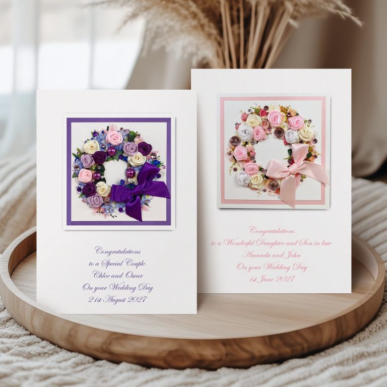 Luxury Handmade Wedding Card “Rose Wreath”