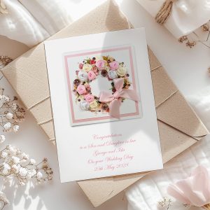 Luxury Rose Wreath Wedding Card
