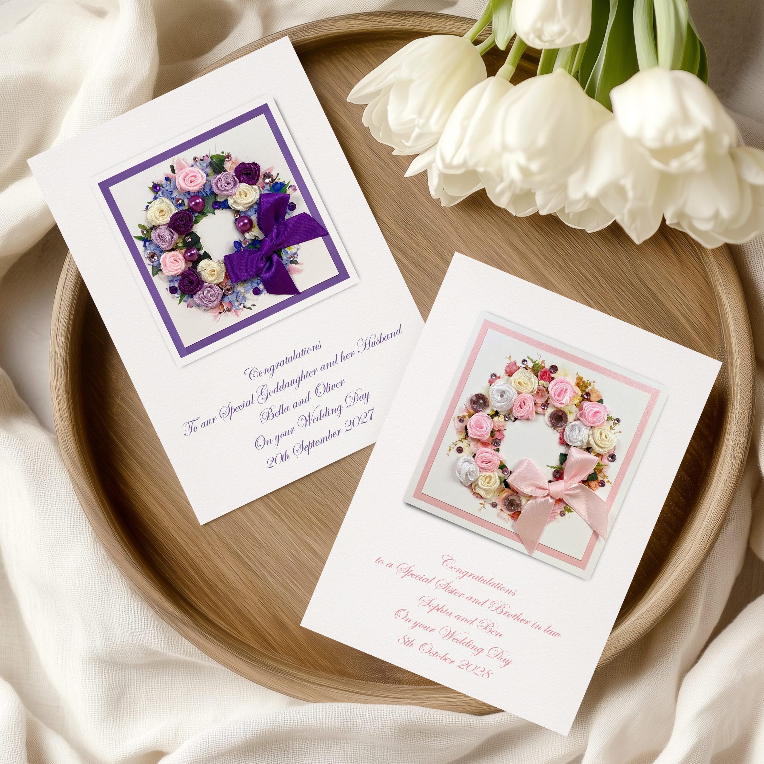 Luxury Rose Wreath Wedding Card
