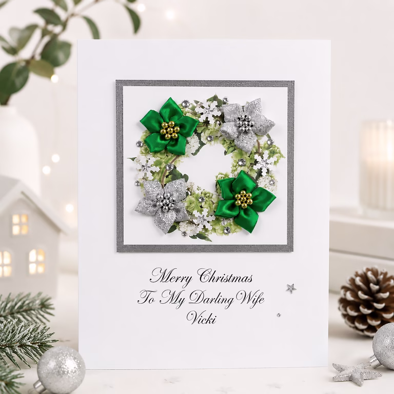 Luxury Handmade Christmas Card ‘Seasonal Wreath’