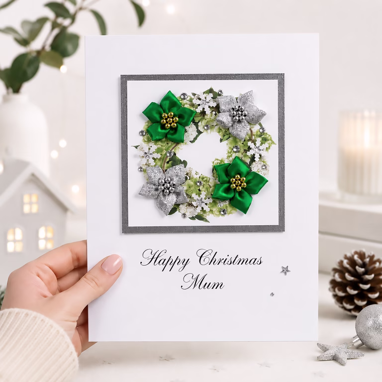 Luxury Handmade Christmas Card ‘Seasonal Wreath’