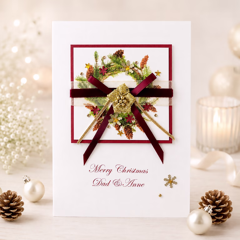 Luxury Handmade Christmas Card ‘Cone Wreath’