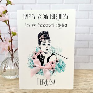 Handmade Birthday Card Audrey Hepburn A5 Large Card