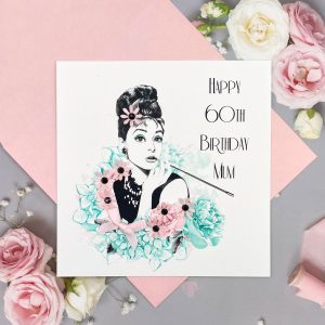 Handmade Birthday Card Audrey Hepburn Square Card