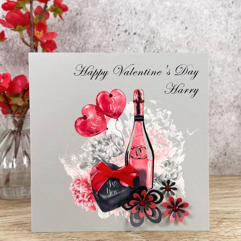 Handmade Valentines Card ‘Champagne’