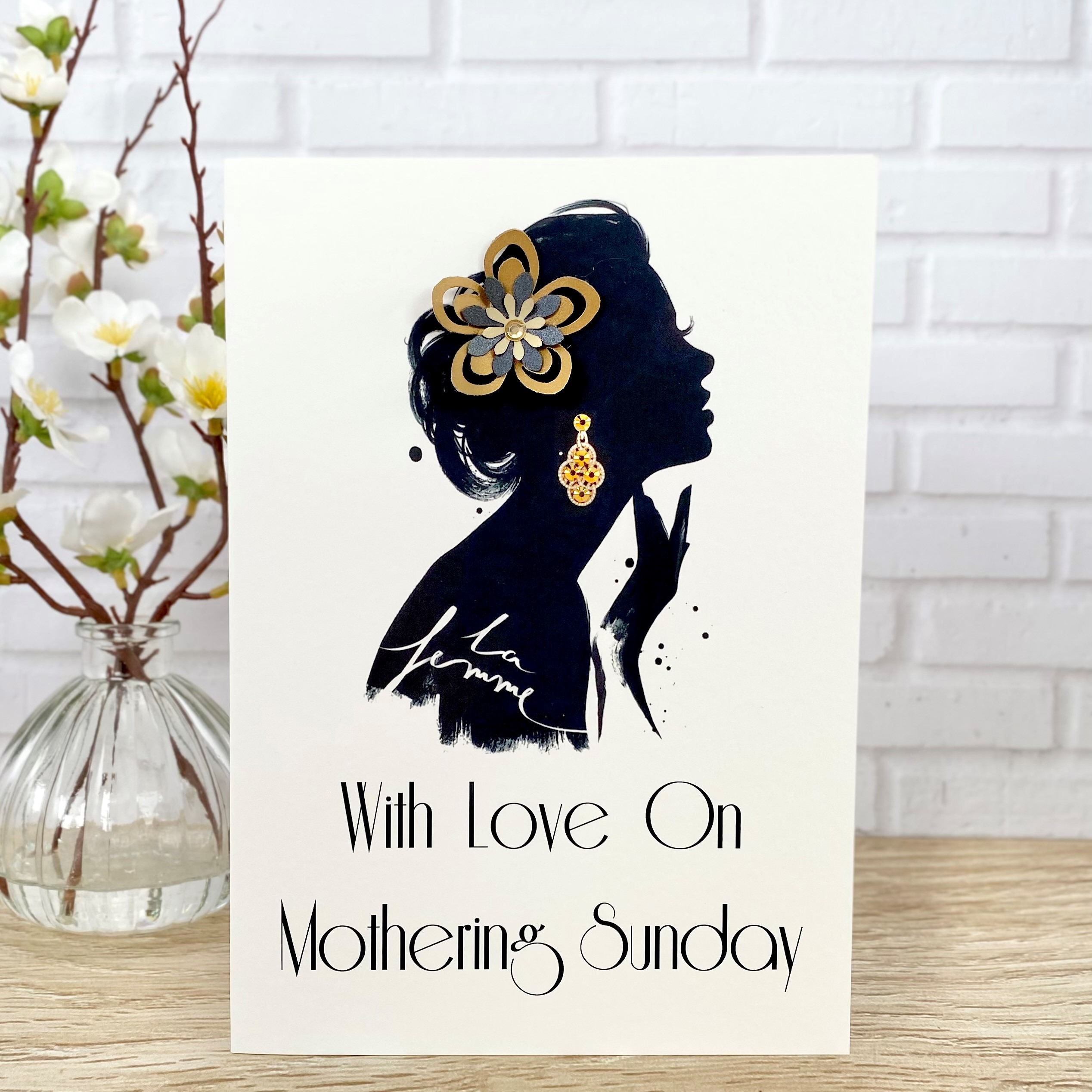 Handmade Mother's Day Card Beautiful Lady A5 Large Card