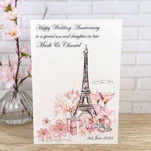 Handmade Wedding Anniversary Card Eiffel Tower A5 Large Card