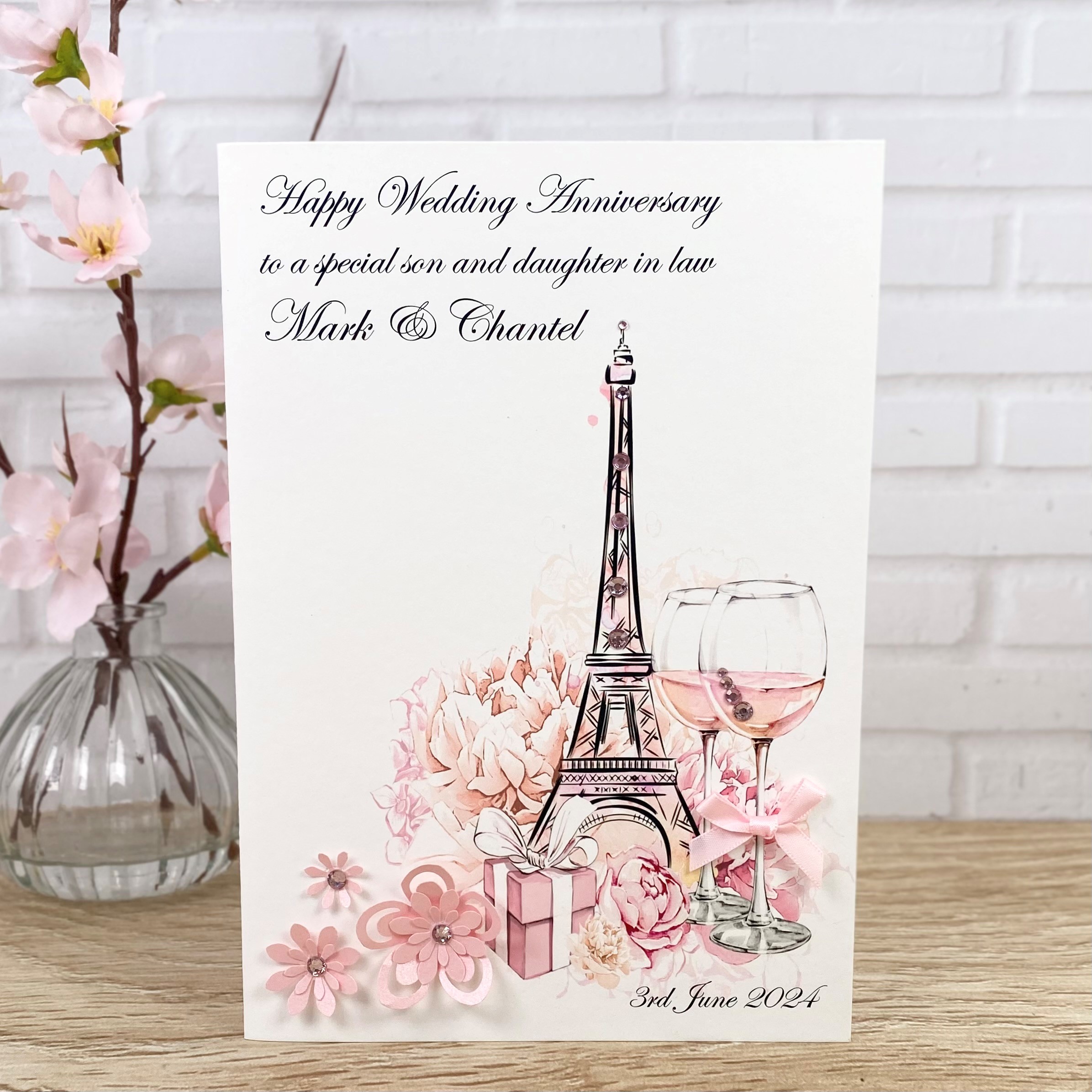Handmade Wedding Anniversary Card Eiffel Tower A5 Large Card
