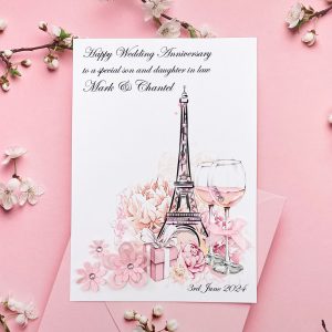 Handmade Wedding Anniversary Eiffel Tower A5 Large Card