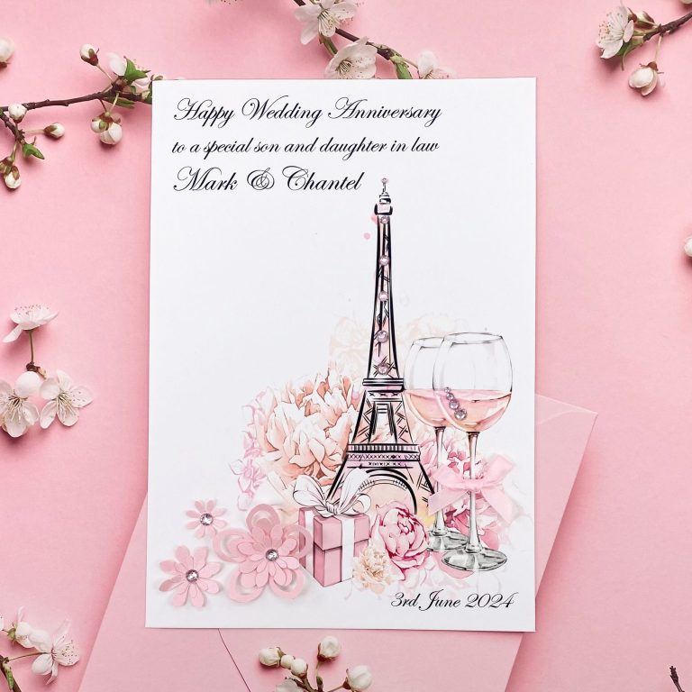 Handmade Wedding Anniversary Card ‘Eiffel Tower’