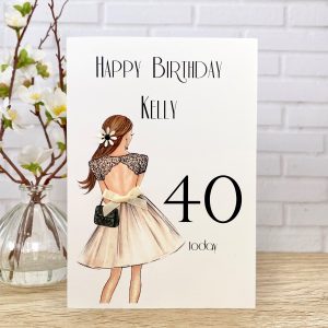 Handmade Birthday Card Lady in Lace Dress A5 Large Cards