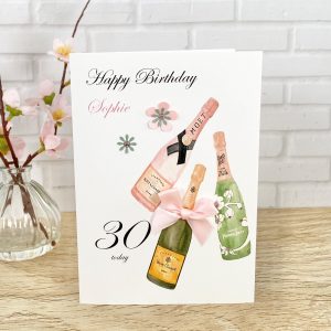 Handmade Birthday Card Champagnes Large Card
