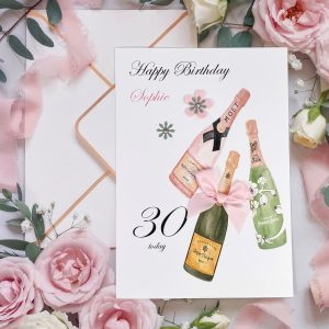 Handmade Birthday Card Champagnes Large Card