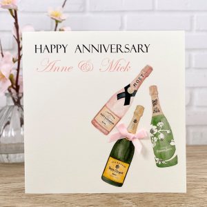 Handmade Wedding Anniversary Card Champagnes