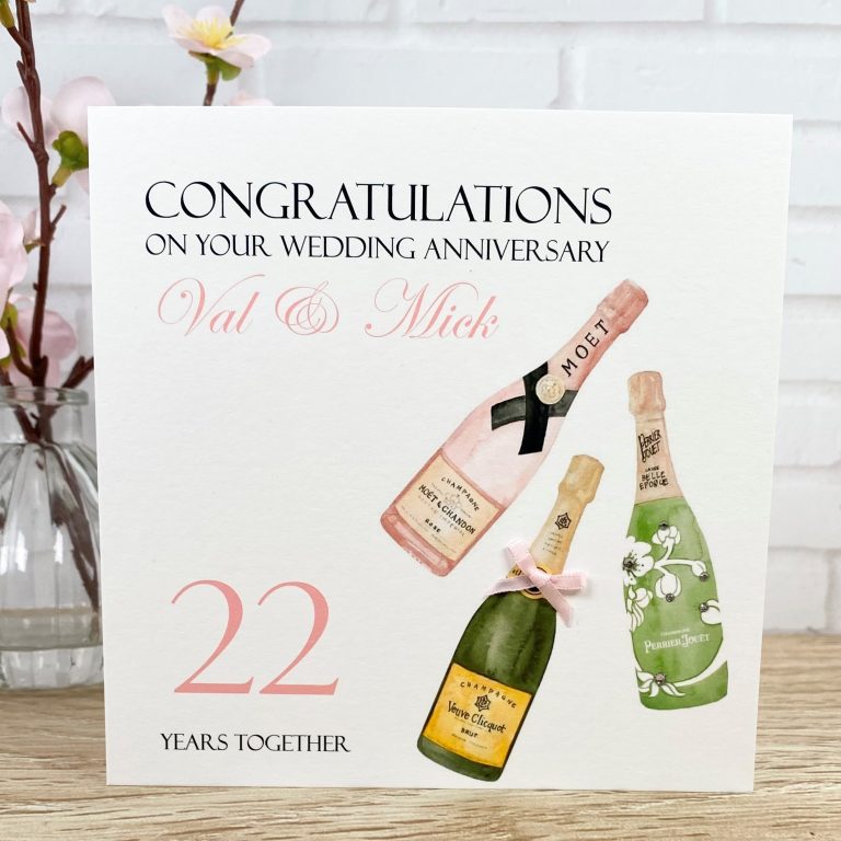 Handmade Wedding Anniversary Card ‘Champagne’