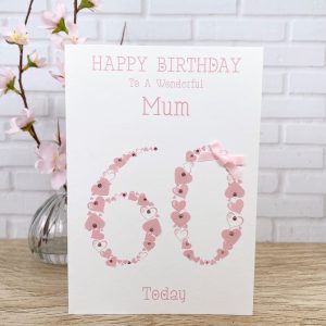 Handmade Birthday Card Age 60 Heart Numbers A5