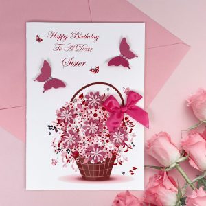 Handmade Birthday Card Flower Basket A5 Card