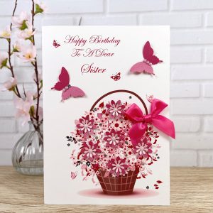 Handmade Birthday Card Flower Basket A5 Card
