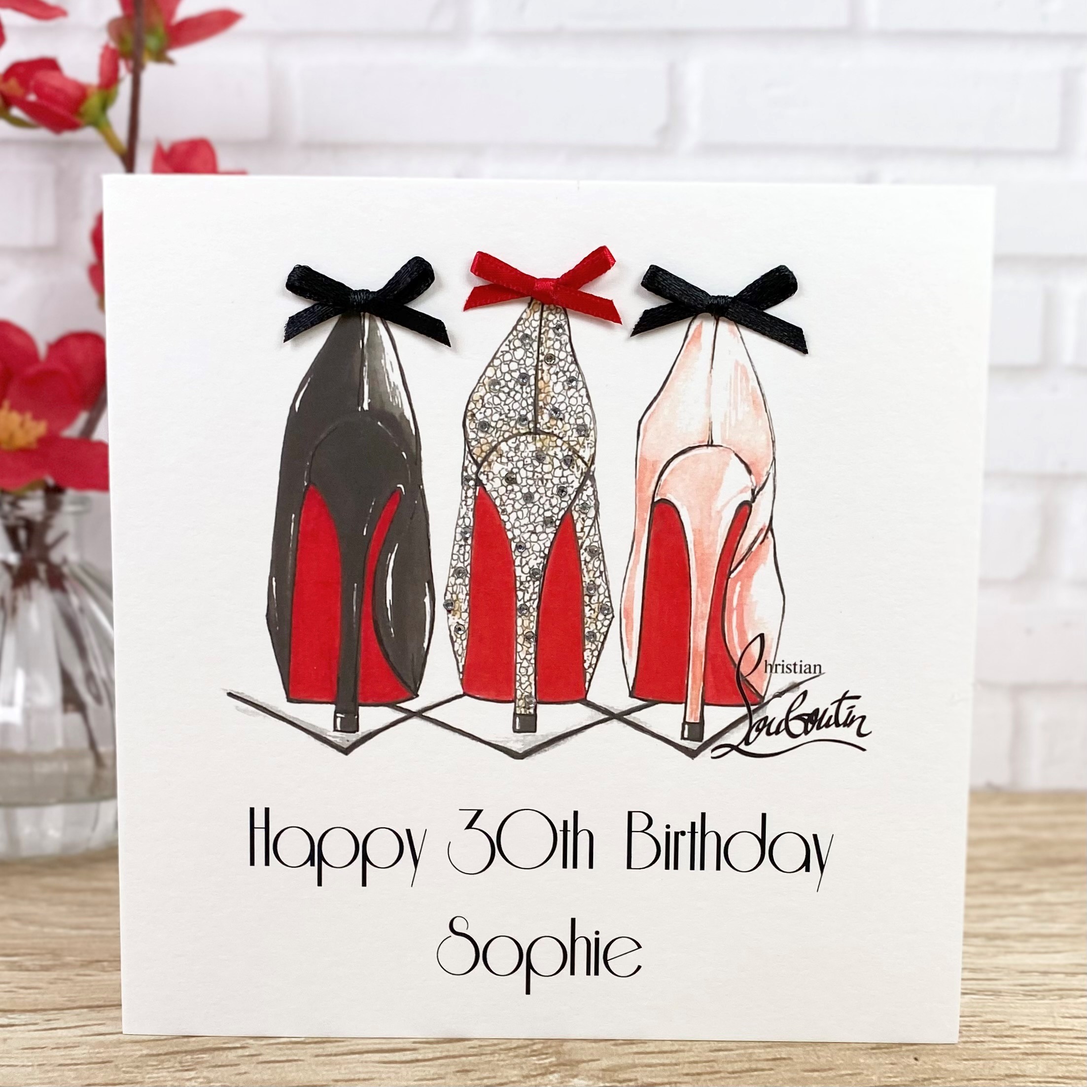 Handmade Birthday Card High Heel Shoes Square Card